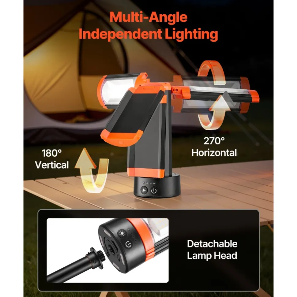 VEVOR LED Work Light with Stand, 20000 Lumen Dual-head LED Work Light with 27.6"-68.1" Adjustable and Foldable Tripod Stand, IP65 Waterproofed LED Tripod Work Light, with 5000 Kelvin Color Temperatu