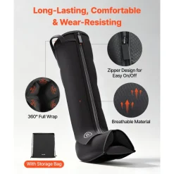 VEVOR Leg Compression Massager 6 Modes Air Compression Full Leg Massager, For Daily Relaxation, 9 Massage Intensities, 360° Coverage, Auto Shut-Off Timer, with Portable Storage Bag and Power Adapter