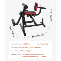 VEVOR Leg Extension and Curl Machine, 700 lbs Capacity Lower Body Special Leg Machines, Adjustable Leg Exercise Bench, Leg Rotary Extension for Thigh, Home Gym Workout Training Weight Equipment