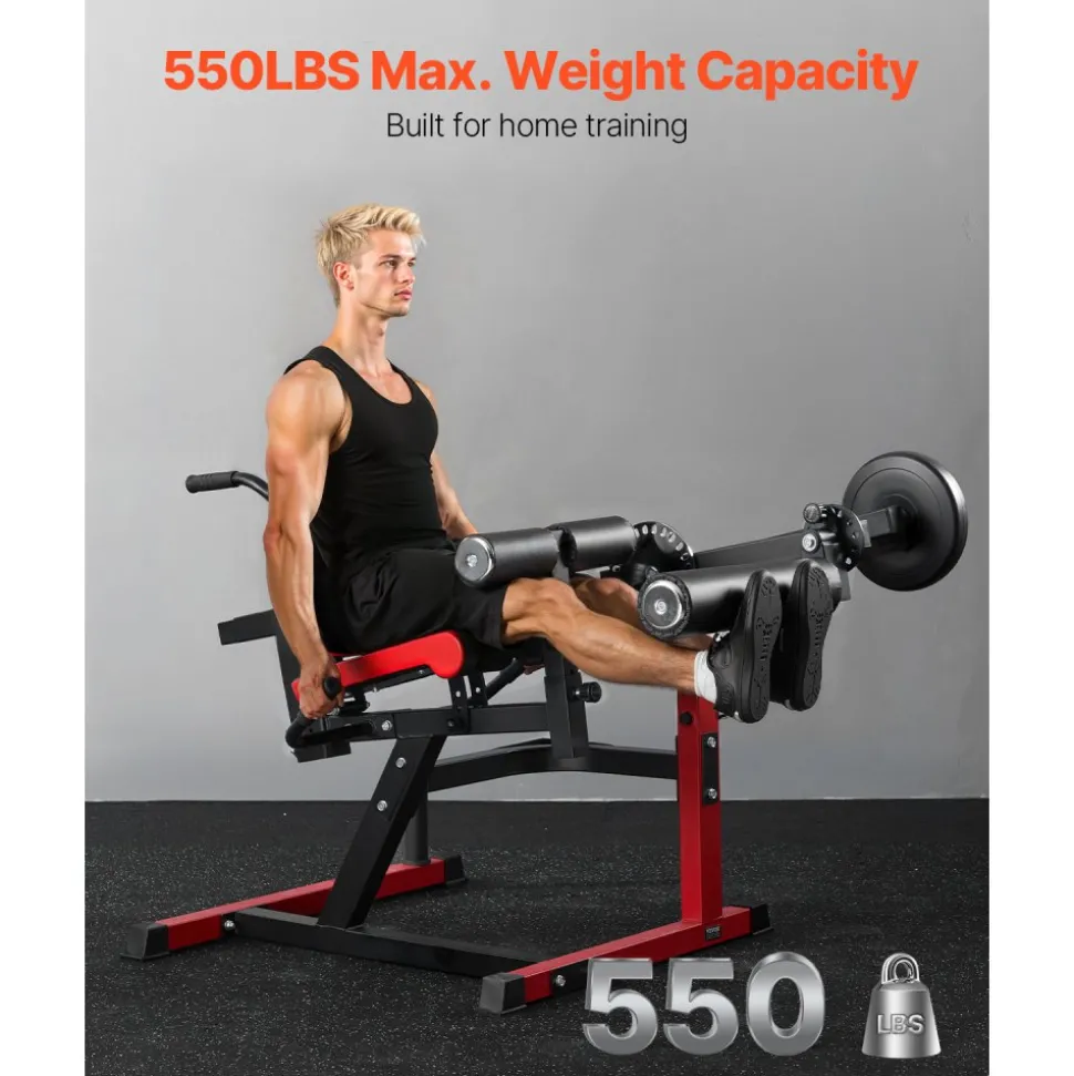 VEVOR Leg Extension and Curl Machine, Seated Leg Rotary Extension for Thigh, Adjustable Lower Body Specialty Exercises Equipment, 550 LBS Heavy Duty Workout Bench for Home Gym, for Heights 5.4-6.2 ft