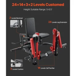VEVOR Leg Extension and Curl Machine, Seated Leg Rotary Extension for Thigh, Adjustable Lower Body Specialty Exercises Equipment, Heavy Duty Workout Bench for Home Gym, 700 LBS Capacity