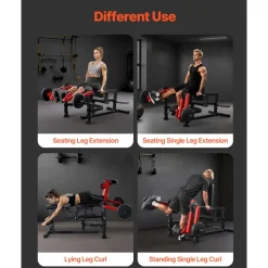 VEVOR Leg Extension and Curl Machine, Seated Leg Rotary Extension for Thigh, Adjustable Lower Body Specialty Exercises Equipment, Heavy Duty Workout Bench for Home Gym, 700 LBS Capacity
