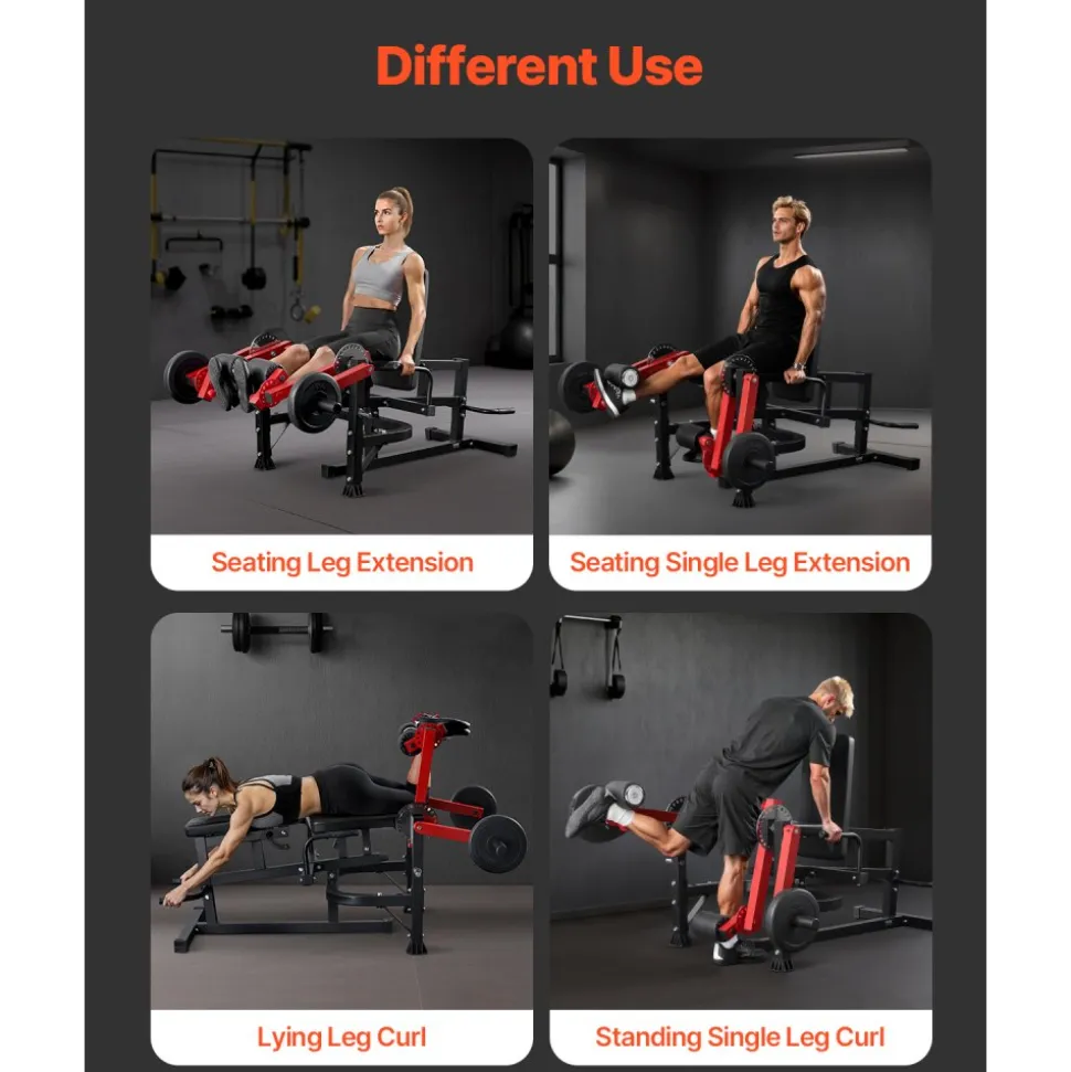 VEVOR Leg Extension and Curl Machine, Seated Leg Rotary Extension for Thigh, Adjustable Lower Body Specialty Exercises Equipment, Heavy Duty Workout Bench for Home Gym, 700 LBS Capacity