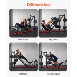 VEVOR Leg Press Hack Squat Machine, Adjustable Leg Press Combo with Linear Bearing and Weight Storage, Lower Body Special for Home Gym, Leg Exercise Equipment for Quads, Hamstring, Glutes, Calve