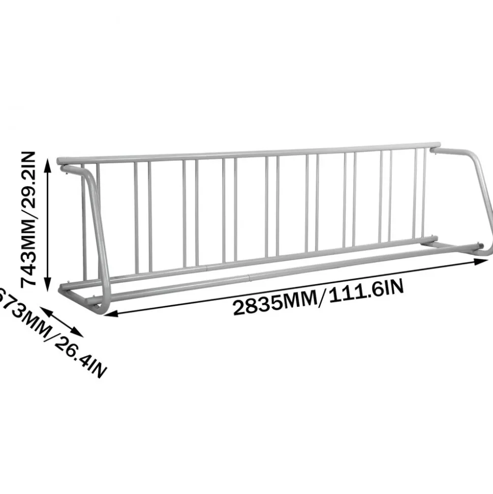 VEVOR 111" Length Floor Bike Rack, 9 Holders All-Steel Grid Bike Rack, Single-Side Storage Stand for Garages Streets Yards
