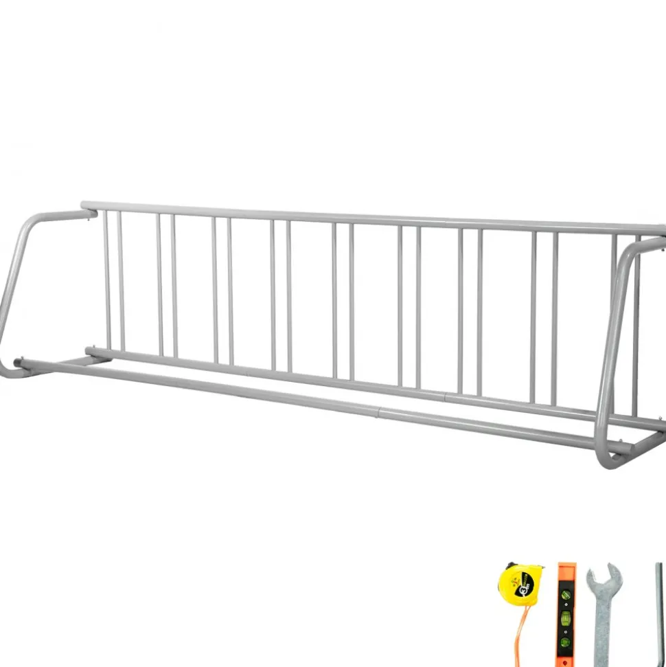 VEVOR 111" Length Floor Bike Rack, 9 Holders All-Steel Grid Bike Rack, Single-Side Storage Stand for Garages Streets Yards