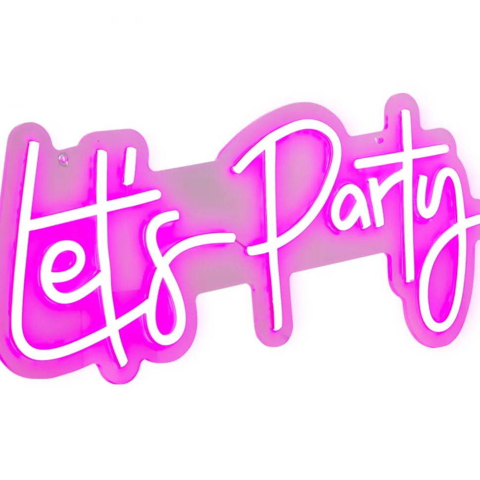 VEVOR Let's Party Neon Sign, 23"X10" Neon Sign for Wall Decor, Adjustable Brightness Pink Neon Light Sign with Remote Control and Power Adapter, for Party/Wedding Celebration/Home Decoration