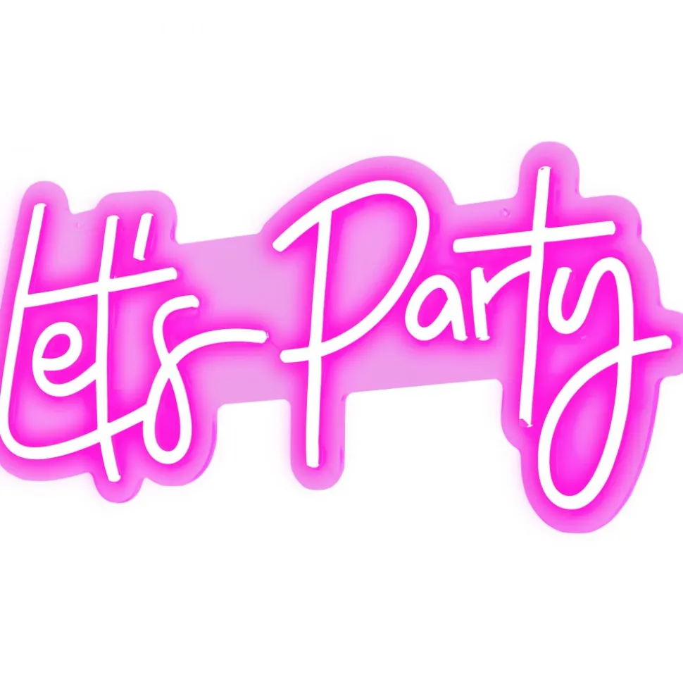 VEVOR Let's Party Neon Sign, 23"X10" Neon Sign for Wall Decor, Adjustable Brightness Pink Neon Light Sign with Remote Control and Power Adapter, for Party/Wedding Celebration/Home Decoration