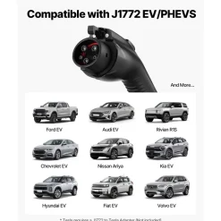 VEVOR Level 2 EV Charger, 32 Amp Adjustable Current, 240V Electric Vehicle Portable Charger with 25 ft Charging Cable, NEMA 14-50P Plug, LCD Display, Plug-in Home Car Charging Station for SAE J1772 EV