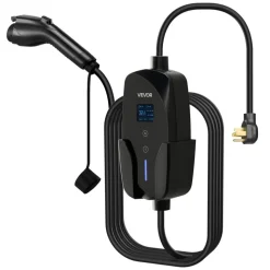 VEVOR Level 2 EV Charger, 32 Amp Adjustable Current, 240V Electric Vehicle Portable Charger with 25 ft Charging Cable, NEMA 14-50P Plug, LCD Display, Plug-in Home Car Charging Station for SAE J1772 EV