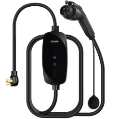 VEVOR Level 2 EV Charger, 32 Amp Adjustable Current, 240V Electric Vehicle Portable Charger with 25 ft Charging Cable, NEMA 14-50P Plug, LCD Display, Plug-in Home Car Charging Station for SAE J1772 EV