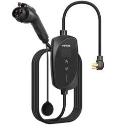 VEVOR Level 2 EV Charger, 40 Amp Adjustable Current, 240V Electric Vehicle Portable Charger with 25 ft Charging Cable, LCD Display, NEMA 14-50P Plug, Plug-in Home Car Charging Station for SAE J1772 EV