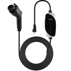 VEVOR Level 1&2 EV Charger, 16 Amp, Electric Vehicle Portable Charger with 25 ft Charging Cable, 120V-240V, NEMA 6-20P Plug NEMA 5-15 Adapter, LED Indicator, Home Car Charging Station for SAE J1772 EV