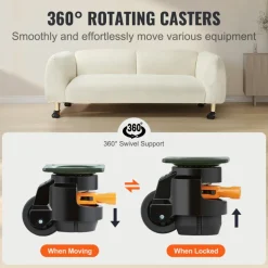 VEVOR Leveling Casters, 4-Pack Heavy Duty 360° Swivel Caster Wheels Hold up to 1100 lbs Load, 2 inches Caster Diameter, Adjustable Casters with Upgraded Handle Design and Feet for Workbench & Machine