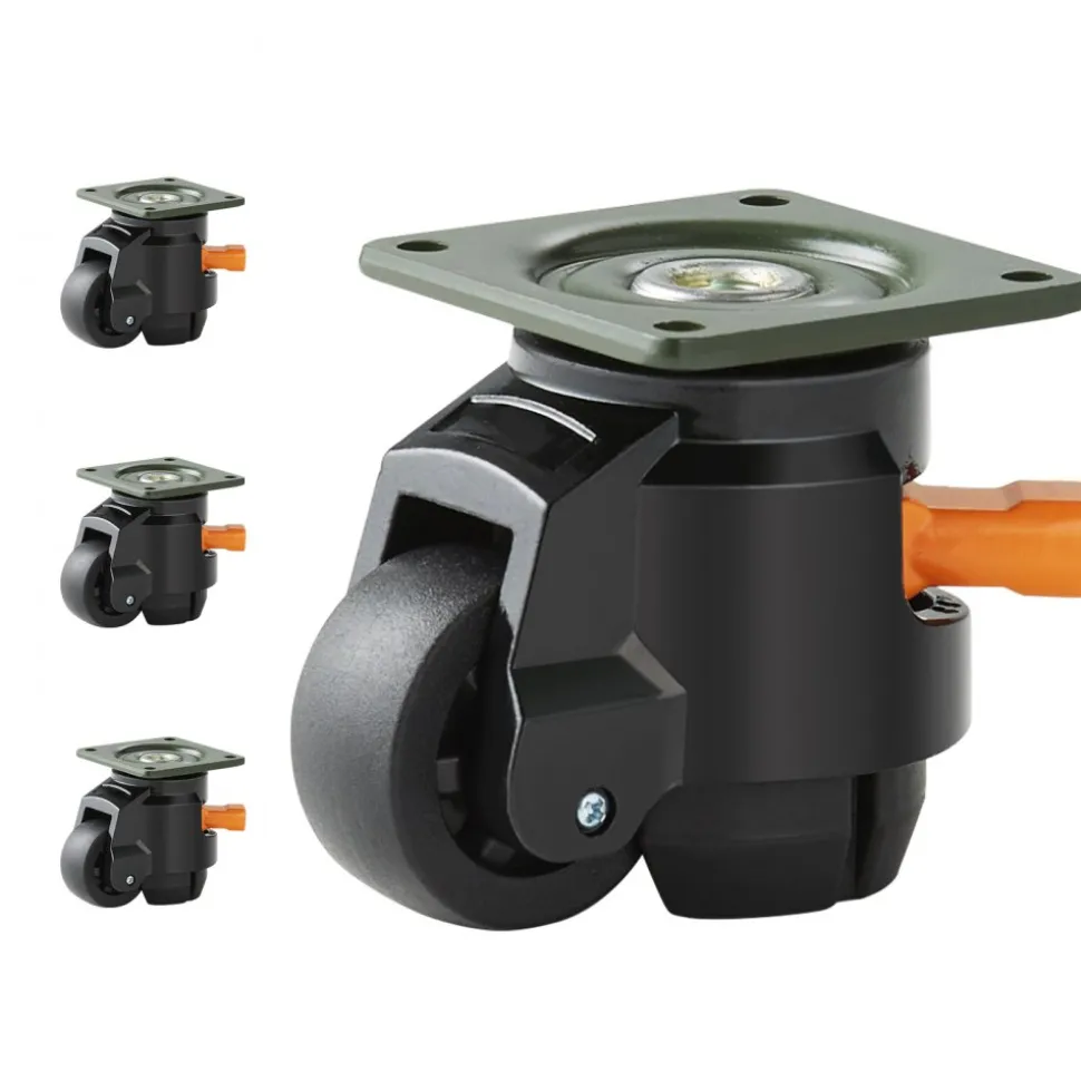 VEVOR Leveling Casters, 4-Pack Heavy Duty 360° Swivel Caster Wheels Hold up to 1100 lbs Load, 2 inches Caster Diameter, Adjustable Casters with Upgraded Handle Design and Feet for Workbench & Machine