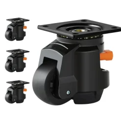 VEVOR Leveling Casters, Set of 4, 2200 lbs Total Load Capacity, 2.5 inches, Heavy Duty with Upgraded Handle Design, 360 Degree Swivel Caster Wheels, Adjustable Casters with Feet for Workbench, Machine