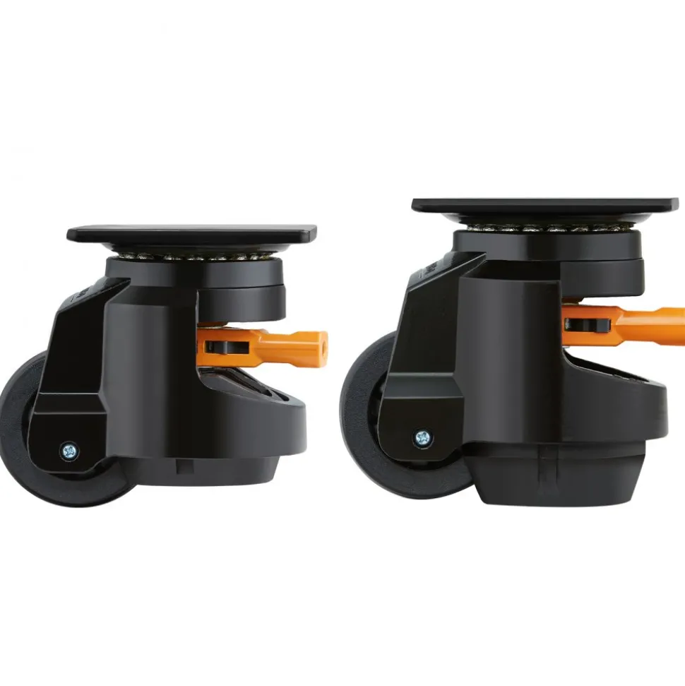 VEVOR Leveling Casters, Set of 4, 2200 lbs Total Load Capacity, 2.5 inches, Heavy Duty with Upgraded Handle Design, 360 Degree Swivel Caster Wheels, Adjustable Casters with Feet for Workbench, Machine