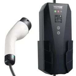 VEVOR Level 2 Portable EV Charger, 32 Amp 240V, Electric Vehicle Charger with 28 ft Charging Cable NEMA 14-50P Plug, 16/20/24/32A Adjustable Current Plug-in Home EV Charging Station for SAE J1772 EVs