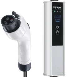 VEVOR Level 2 Portable EV Charger, 40A 240V, Electric Vehicle Charger with 25 ft Charging Cable NEMA 14-50P Plug, 40A/32A/24A/16A Adjustable Current Plug-in Home EV Charging Station for SAE J1772 EVs