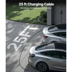 VEVOR Level 2 Tesla Charger, 40 Amp Adjustable Current, 240V Portable Home Electric Car EV Charger with 25 ft Charging Cable, NEMA 14-50P Plug, LCD Display, NACS Connector, for Tesla Model Y/X/3/S