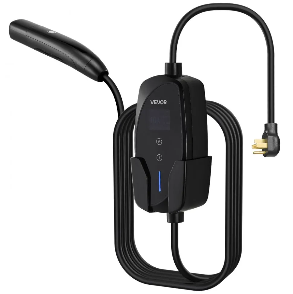 VEVOR Level 2 Tesla Charger, 40 Amp Adjustable Current, 240V Portable Home Electric Car EV Charger with 25 ft Charging Cable, NEMA 14-50P Plug, LCD Display, NACS Connector, for Tesla Model Y/X/3/S