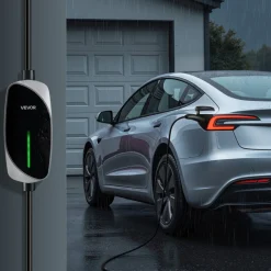 VEVOR Level 2 Tesla Charger, 32 Amp Adjustable Current, 240V Portable Home Electric Car EV Charger with 25 ft Charging Cable, NEMA 14-50P Plug, LCD Display, NACS Connector, for Tesla Model Y/X/3/S