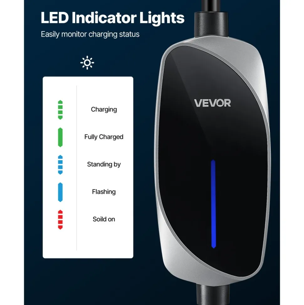 VEVOR Level 2 Tesla Charger, 32 Amp Adjustable Current, 240V Portable Home Electric Car EV Charger with 25 ft Charging Cable, NEMA 14-50P Plug, LCD Display, NACS Connector, for Tesla Model Y/X/3/S