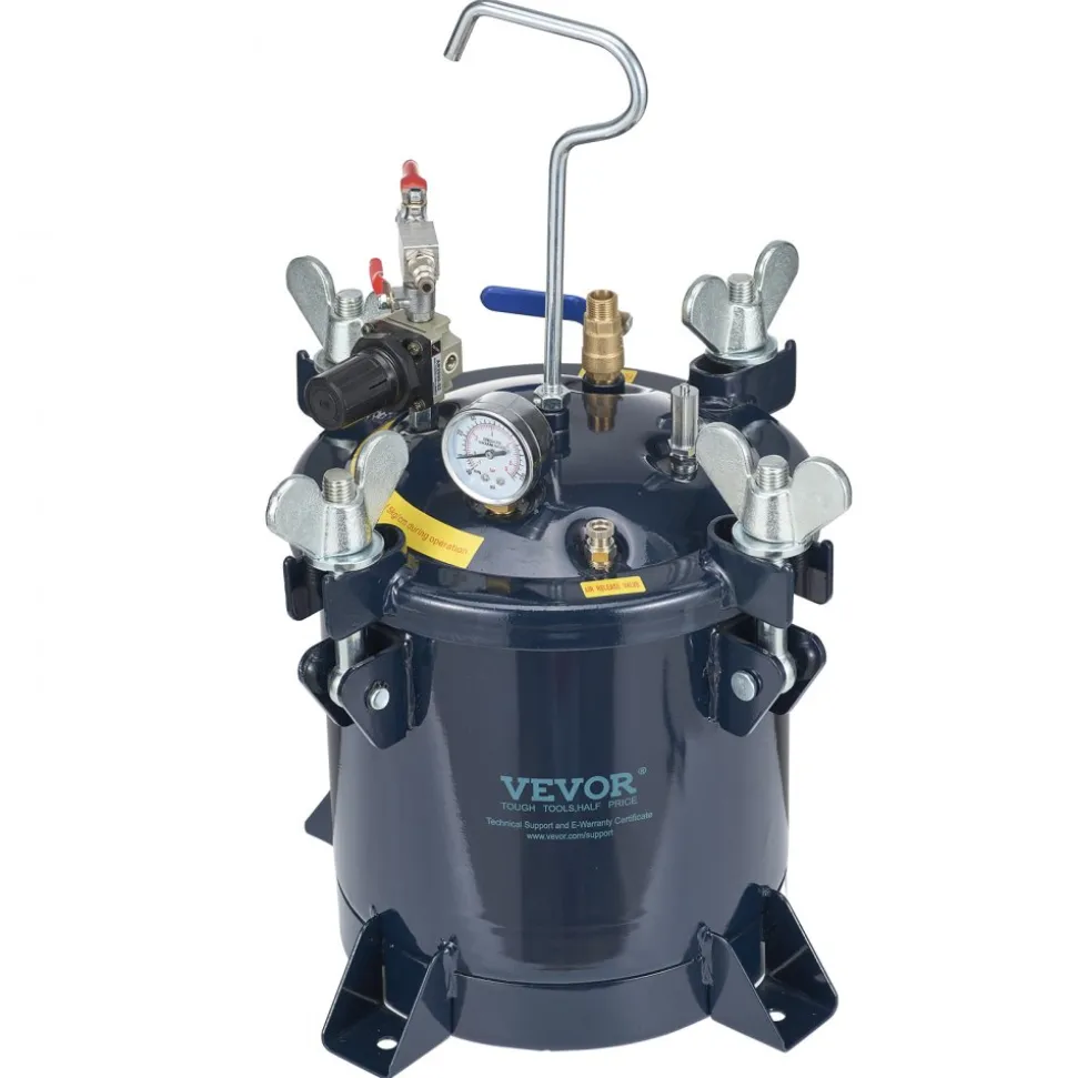 VEVOR 10L/2.5gal Spray Paint Pressure Pot Tank, 70PSI Max Air Paint Pressure Pot, Metal Rack and Leak Repair Sealant for Industry Home Decor Architecture Construction Automotive Painting