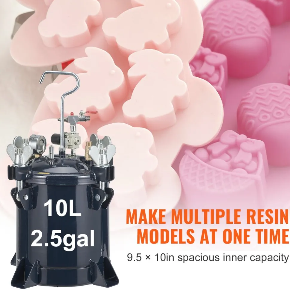 VEVOR 10L/2.5gal Spray Paint Pressure Pot Tank, 70PSI Max Air Paint Pressure Pot, Metal Rack and Leak Repair Sealant for Industry Home Decor Architecture Construction Automotive Painting