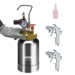 VEVOR 2L/0.5gal Spray Paint Pressure Pot Tank, Lightweight Air Paint Pressure Pot, 1.8mm Nozzle Spray Paint Gun 3m Hoses for Home Decoration Architecture Construction Automotive Painting, 45PSI Max