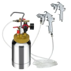 VEVOR 2L/0.5gal Spray Paint Pressure Pot Tank, Lightweight Air Paint Pressure Pot, 1.8mm Nozzle Spray Paint Gun 3m Hoses for Home Decoration Architecture Construction Automotive Painting, 45PSI Max