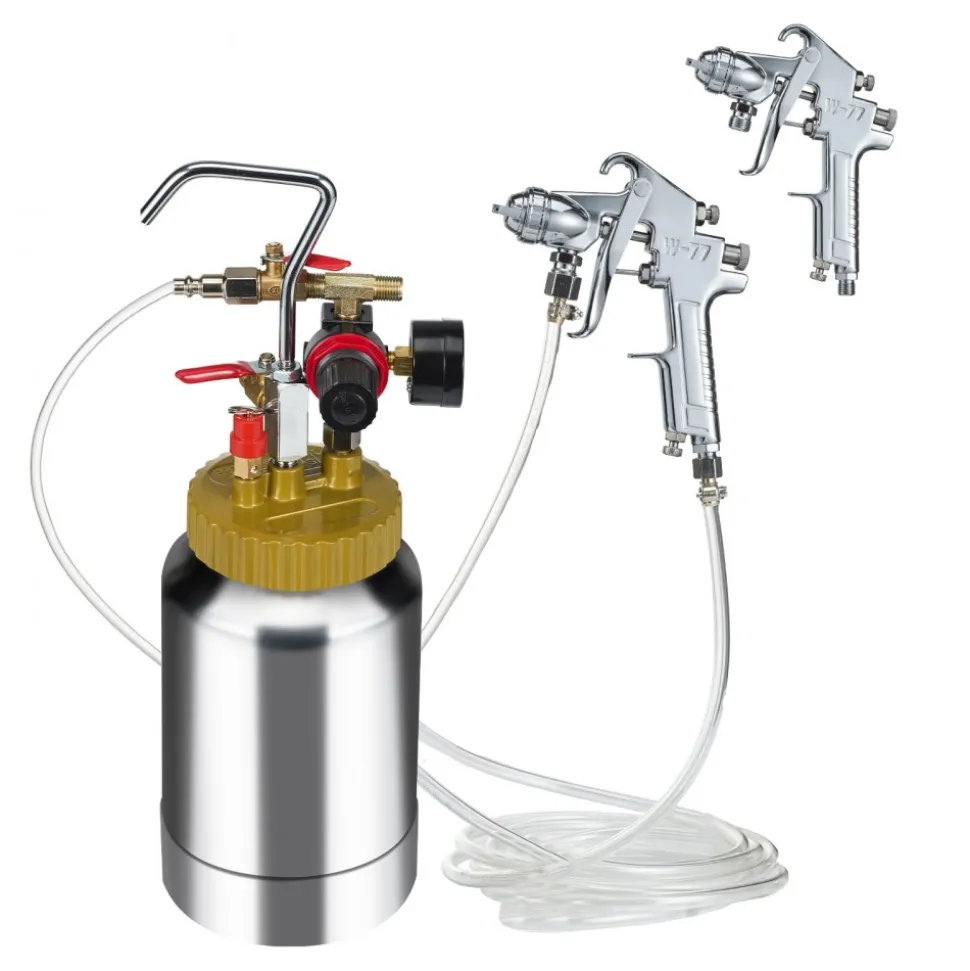 VEVOR 2L/0.5gal Spray Paint Pressure Pot Tank, Lightweight Air Paint Pressure Pot, 1.8mm Nozzle Spray Paint Gun 3m Hoses for Home Decoration Architecture Construction Automotive Painting, 45PSI Max