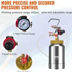 VEVOR 2L/0.5gal Spray Paint Pressure Pot Tank, Lightweight Air Paint Pressure Pot, 1.8mm Nozzle Spray Paint Gun 3m Hoses for Home Decoration Architecture Construction Automotive Painting, 45PSI Max