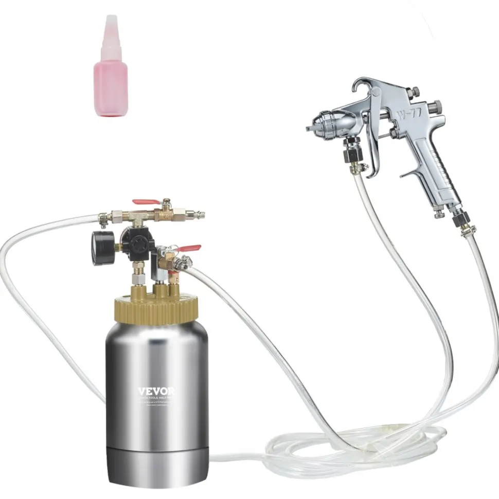 VEVOR 2L/0.5gal Spray Paint Pressure Pot Tank, Lightweight Air Paint Pressure Pot, 1.8mm Nozzle Spray Paint Gun 3m Hoses for Home Decoration Architecture Construction Automotive Painting, 45PSI Max