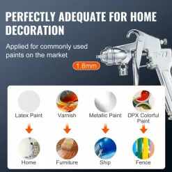VEVOR 2L/0.5gal Spray Paint Pressure Pot Tank, Lightweight Air Paint Pressure Pot, 1.8mm Nozzle Spray Paint Gun 3m Hoses for Home Decoration Architecture Construction Automotive Painting, 45PSI Max