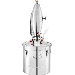 VEVOR 70L 18.5Gal Water Alcohol Distiller 304 Stainless Steel Alcohol Still Wine Making Boiler Home Kit with Thermometer for Whiskey Brandy Essential, Sliver