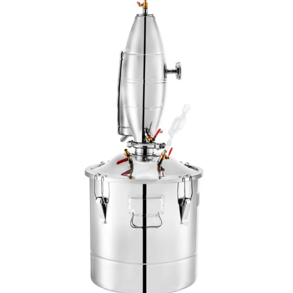 VEVOR 70L 18.5Gal Water Alcohol Distiller 304 Stainless Steel Alcohol Still Wine Making Boiler Home Kit with Thermometer for Whiskey Brandy Essential, Sliver