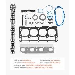 VEVOR Lifter Camshaft Kit, 18-Piece Set, Fits 2009-2021 Jeep Grand Cherokee, 2009-2021 Dodge Challenger, Fits 1999-2013 4.8L, 5.3L, and 5.7L LS-Based Engines, V8 5.7L