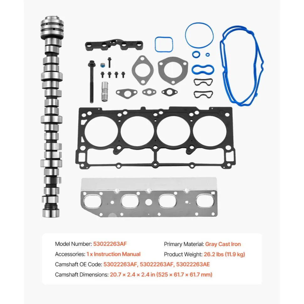 VEVOR Lifter Camshaft Kit, 18-Piece Set, Fits 2009-2021 Jeep Grand Cherokee, 2009-2021 Dodge Challenger, Fits 1999-2013 4.8L, 5.3L, and 5.7L LS-Based Engines, V8 5.7L