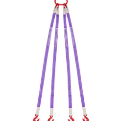 VEVOR Lifting Sling Straps, Four Leg Polyester Bridle Sling with Hooks, 6600LB Capacity, 5Ft Heavy Duty Rigging Strap, Thickened & Wear-Resistant Webbing Slings for Engines Cranes Hoists Truck