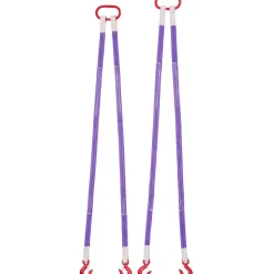 VEVOR Lifting Sling Straps, 2Pcs Two-Leg Polyester Bridle Sling with Hooks, 4400LB Capacity, 5Ft Heavy Duty Rigging Strap, Thickened & Wear-Resistant Webbing Slings for Engines Cranes Hoists Truck