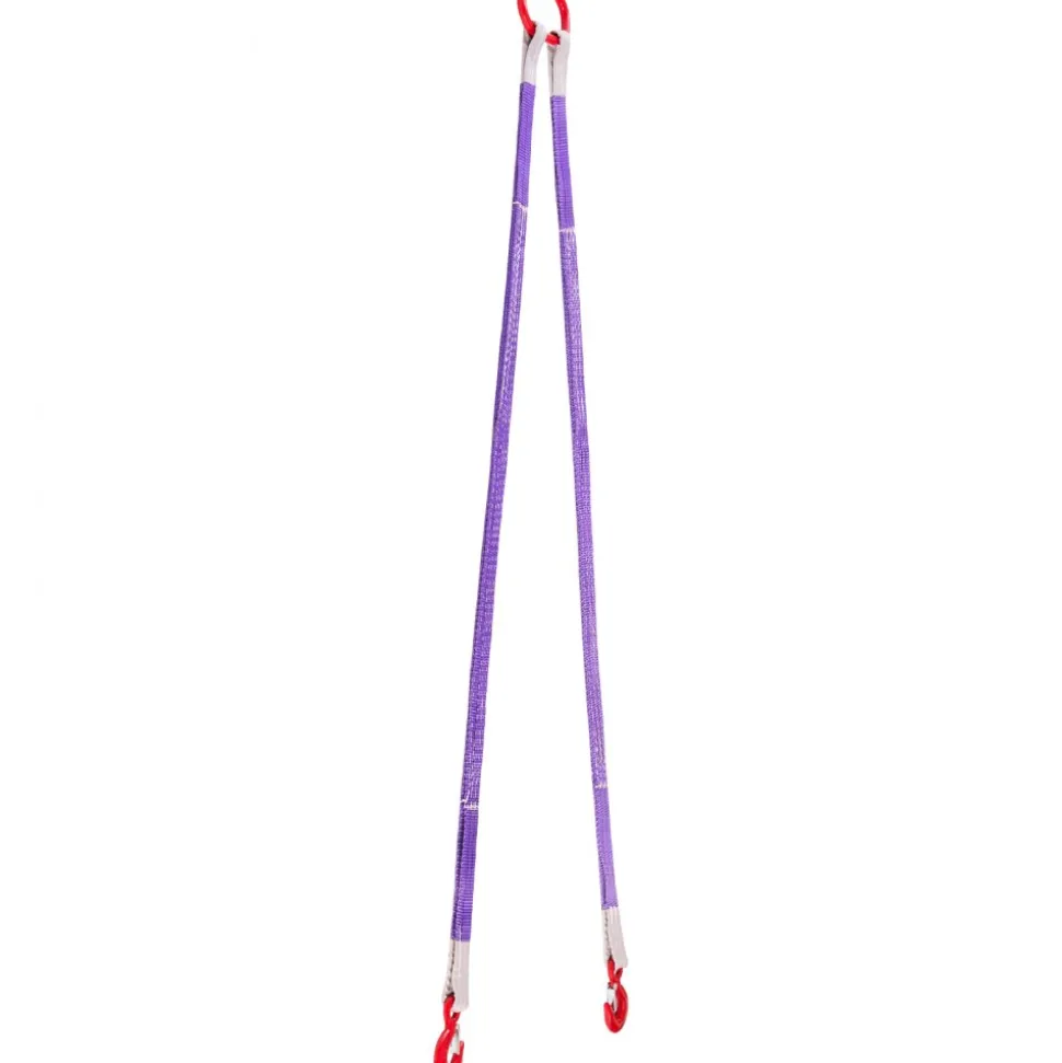 VEVOR Lifting Sling Straps, 2Pcs Two-Leg Polyester Bridle Sling with Hooks, 4400LB Capacity, 5Ft Heavy Duty Rigging Strap, Thickened & Wear-Resistant Webbing Slings for Engines Cranes Hoists Truck