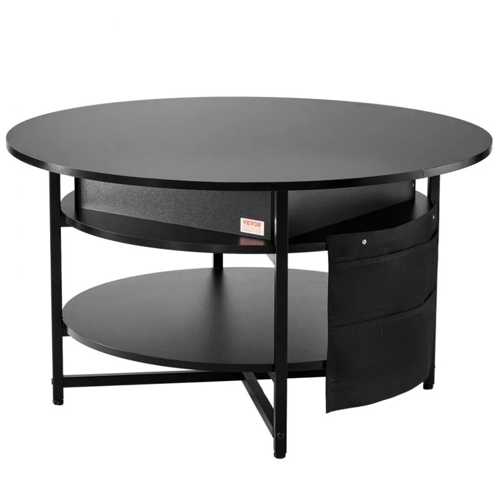VEVOR Lift Top Coffee Table, 39.4 in Rectangle Coffee Table with Extra Storage Pockets, Flipable Coffee Table with Power Strip & USB & Ambient Lighting for Living Room, Black