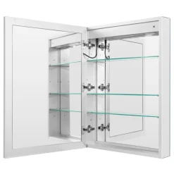 VEVOR Lighted Medicine Cabinet with Mirror, 30 x 28 in Recessed or Wall Mount, 3 Color Dimmable LED Bathroom Medicine Cabinet with HD Tempered Glass Mirror, Adjustable Shelves, Memory Defog Function