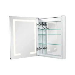 VEVOR Lighted Medicine Cabinet with Mirror, 20 x 26 in Recessed or Wall Mount, 3 Color Dimmable LED Bathroom Medicine Cabinet with Double-Side Mirror, Adjustable Shelves, Memory Anti-Fog Function