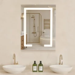 VEVOR Lighted Medicine Cabinet with Mirror, 20 x 26 in Recessed or Wall Mount, 3 Color Dimmable LED Bathroom Medicine Cabinet with Double-Side Mirror, Adjustable Shelves, Memory Anti-Fog Function