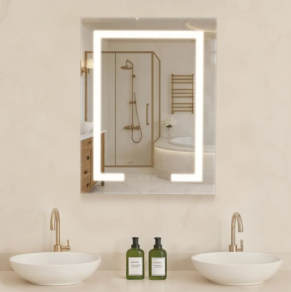 VEVOR Lighted Medicine Cabinet with Mirror, 20 x 26 in Recessed or Wall Mount, 3 Color Dimmable LED Bathroom Medicine Cabinet with Double-Side Mirror, Adjustable Shelves, Memory Anti-Fog Function