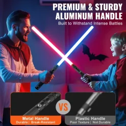 VEVOR Light Sword, Light up Sword with 14 RGB Colors, FX Sound and Realistic Handle, Rechargeable Light Up Sword Toy for Adults and Kids, Christmas Day, Halloween Cosplay, Birthday, Black