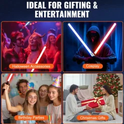 VEVOR Light Sword, 2 Pack Light up Sword with 7 RGB Colors, 4 Sound Modes and Realistic Handle, Rechargeable Sword Toy for Adults and Kids, Christmas Day, Halloween Cosplay, Birthday