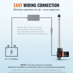 VEVOR Linear Actuator 12V, 14 Inch Heavy Duty 1320lbs/6000N Linear Actuator, 0.19"/s Linear Motion Actuator with Mounting Bracket & IP44 Protection for Electric Door Industrial Machinery Vessels Cargo